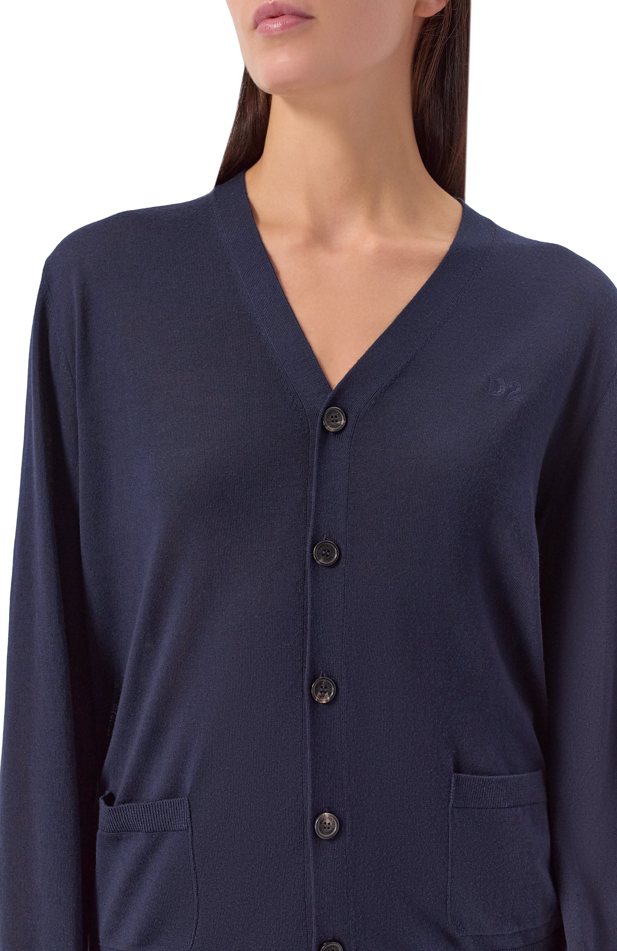 Шерстяной кардиган DSQUARED2 темно-синего цвета по цене 39950 руб., арт. S75HA1267/S18310, фото 5 Шерстяной кардиган DSQUARED2, арт. S75HA1267/S18310, фото 5