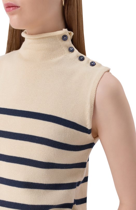 Хлопковый жилет Weekend Max Mara TR0FE0 Кремовый  TR0FE0 Фото 5