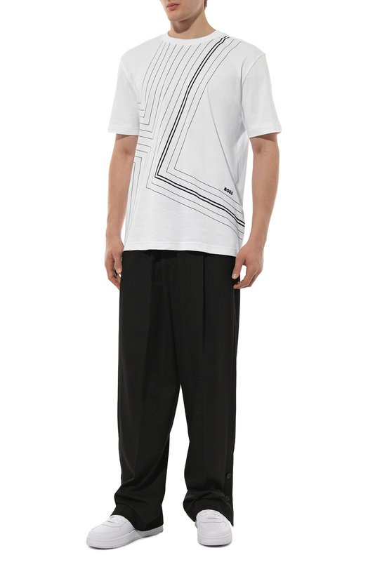 Хлопковая футболка BOSS Green Белый, фото 2