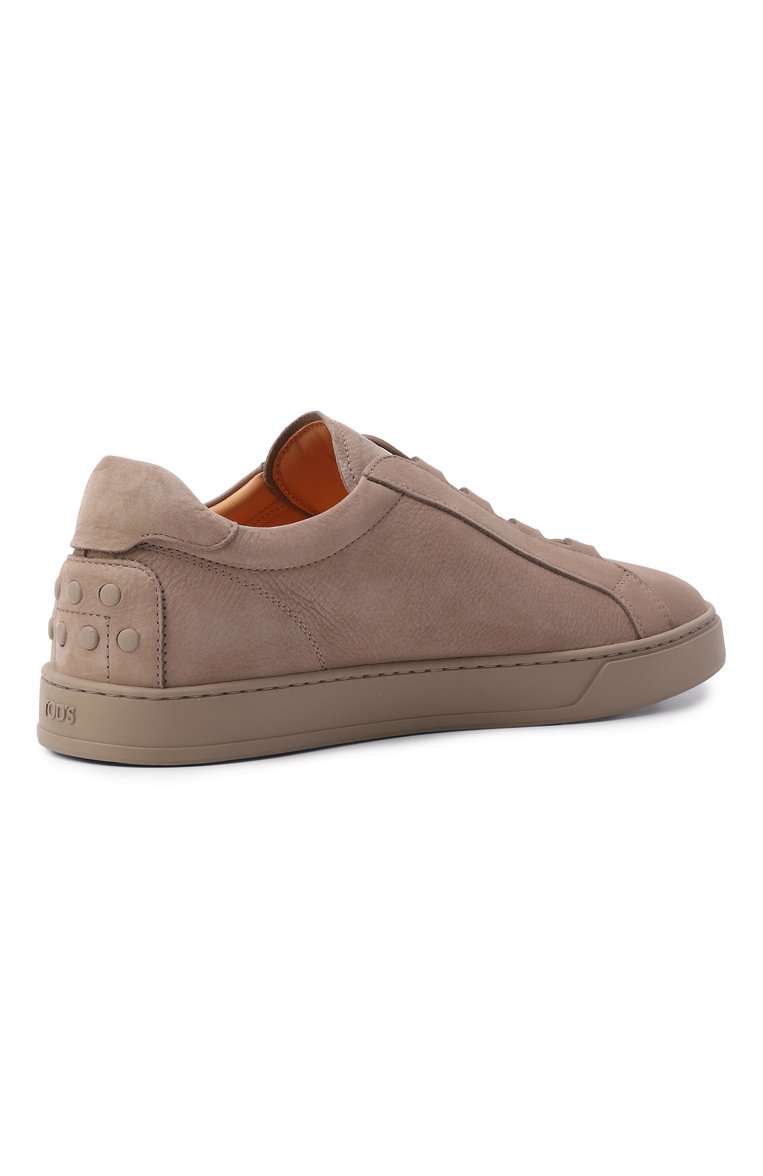 Мужские кеды из нубука TOD’S бежевого цвета, арт. XXM04L0JF40/6RN | Фото 5 (Материал внешний: Натуральная кожа; Подошва: Плоская; Материал внутренний: Натуральная кожа; Автоматизация ТО: Проставлено; Автоматизация состава: Проставлено; Материал утеплителя: Без утеплителя; Стили: Классический; Кросс-КТ: Низкие)
