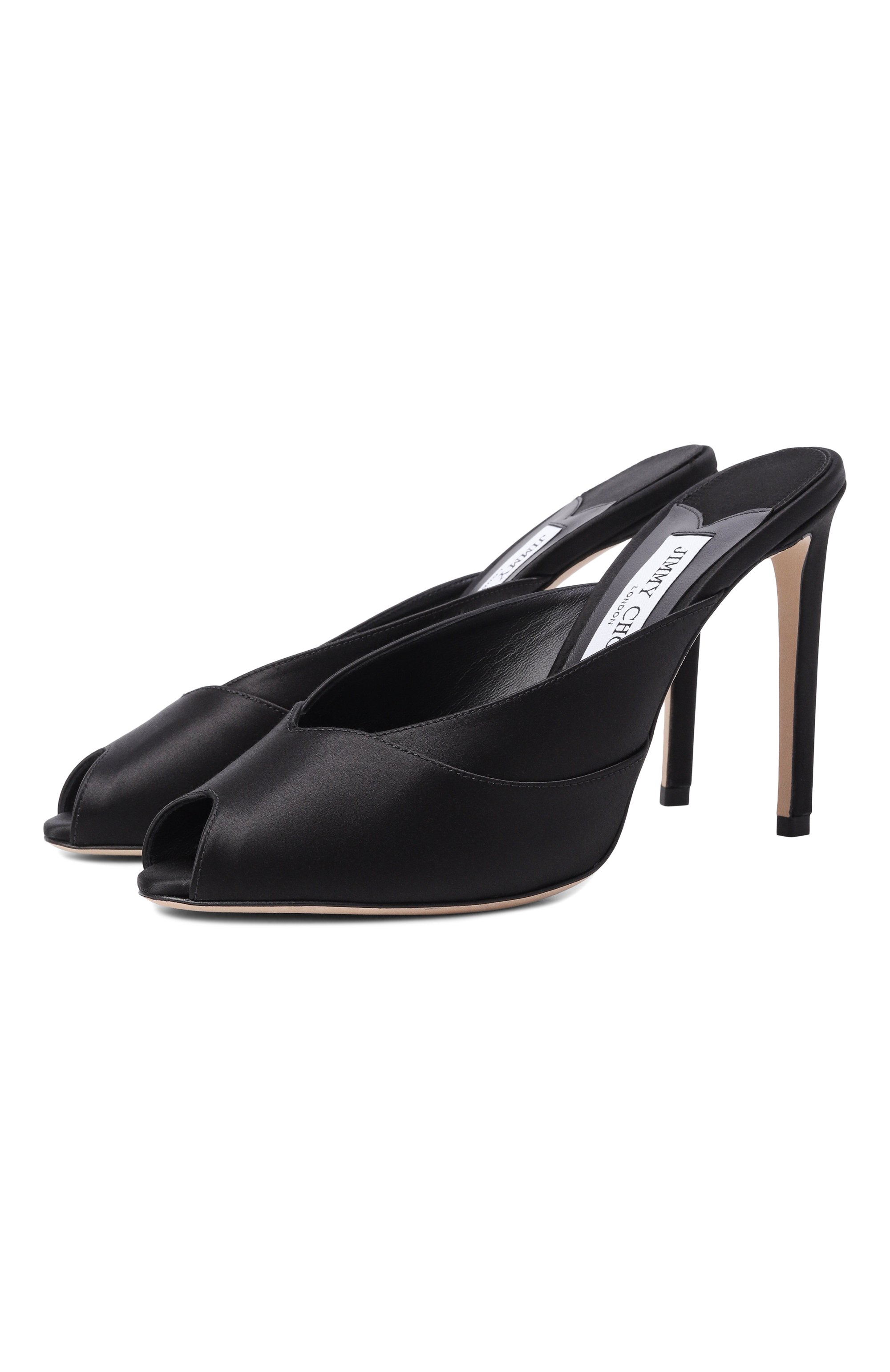Кожаные мюли brigitte 100 JIMMY CHOO черного цвета по цене 89950 руб., арт. BRIGITTEMULE100SAT, фото 1 Кожаные мюли brigitte 100 JIMMY CHOO, арт. BRIGITTEMULE100SAT, фото 1
