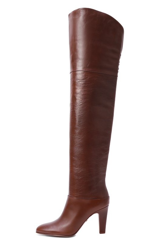 Кожаные ботфорты Eve 85 Chloé CHC24W03P00 Коричневый  CHC24W03P00 Фото 4