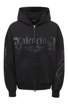 Женский хлопковая толстовка BALENCIAGA черного цвета, арт. 803264/TRVA4 | Фото 1 (Драгоценные камни: Проставлено; Материал сплава: Проставлено; Длина (для топов): Стандартные; Рукава: Длинные; Женское Кросс-КТ: Кардиган-одежда; Стили: Гранж; Материал внешний: Хлопок)
