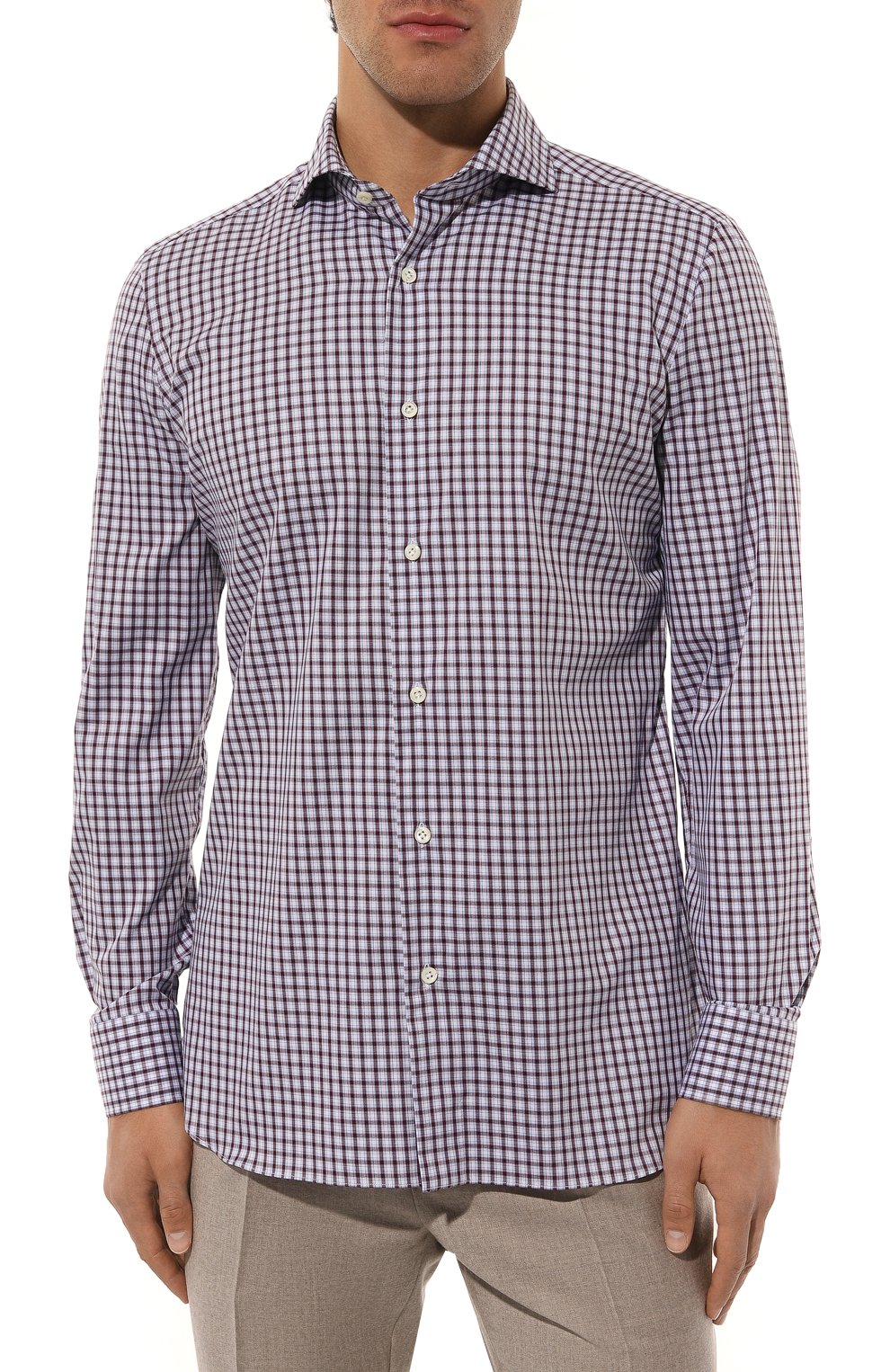 Хлопковая рубашка GIAMPAOLO фиолетового цвета по цене 32950 руб., арт. 908/41211, фото 3 Хлопковая рубашка GIAMPAOLO, арт. 908/41211, фото 3