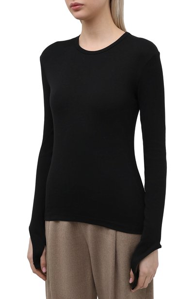Хлопковый пуловер HELMUT LANG черного цвета по цене 24000 руб., арт. L02HW507, фото 3 Хлопковый пуловер HELMUT LANG, арт. L02HW507, фото 3