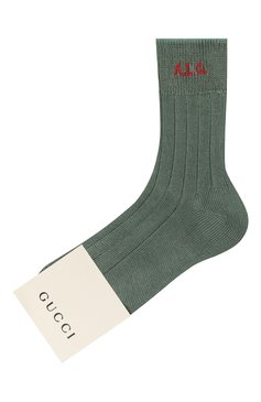 Детские хлопковые носки GUCCI зеленого цвета, арт. 623811 3K012 | Фото 1 (Нос: Не проставлено; Материал сплава: Проставлено; Материал: Текстиль, Хлопок; Мальчики Кросс-КТ: Носки)