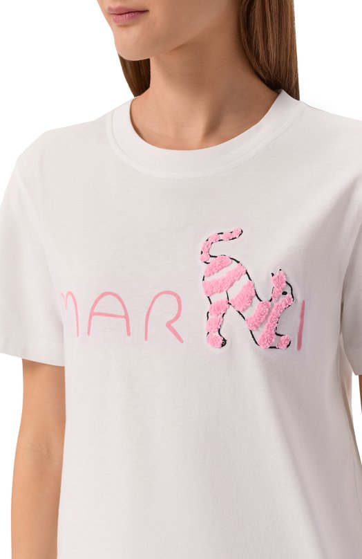 Хлопковая футболка Marni THJE0293S3/USCY84 Белый  THJE0293S3/USCY84 Фото 5