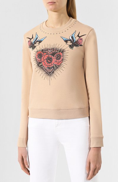 Хлопковый пуловер REDVALENTINO розового цвета по цене 32150 руб., арт. RR0MF00N/CFM, фото 3 Хлопковый пуловер REDVALENTINO, арт. RR0MF00N/CFM, фото 3
