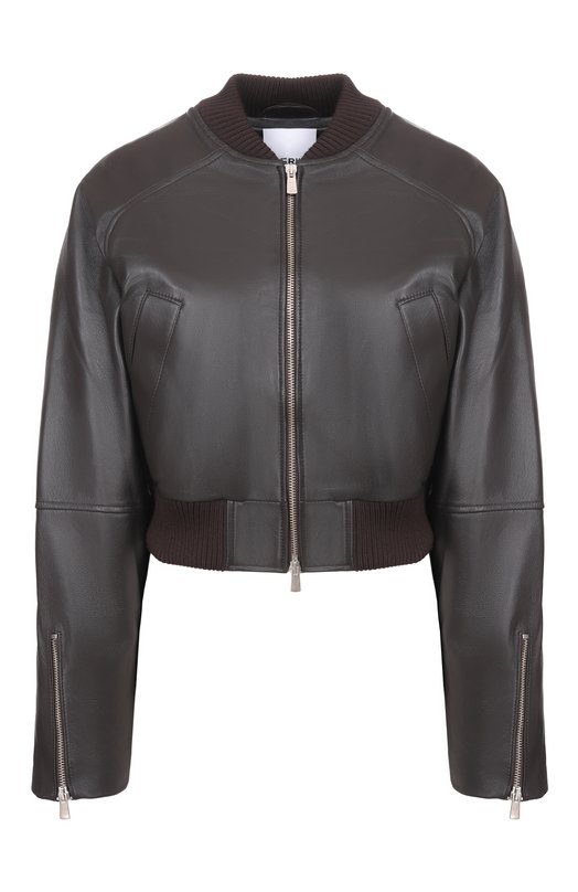 Кожаный бомбер Erika Cavallini P6SW05 Коричневый P6SW05