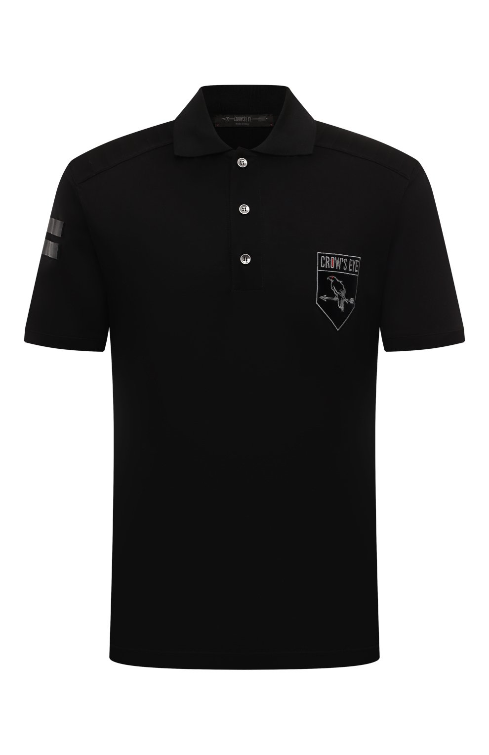 Хлопковое поло CROW’S EYE черного цвета по цене 19010 руб., арт. L.E.1, фото 1 Хлопковое поло CROW’S EYE, арт. L.E.1, фото 1