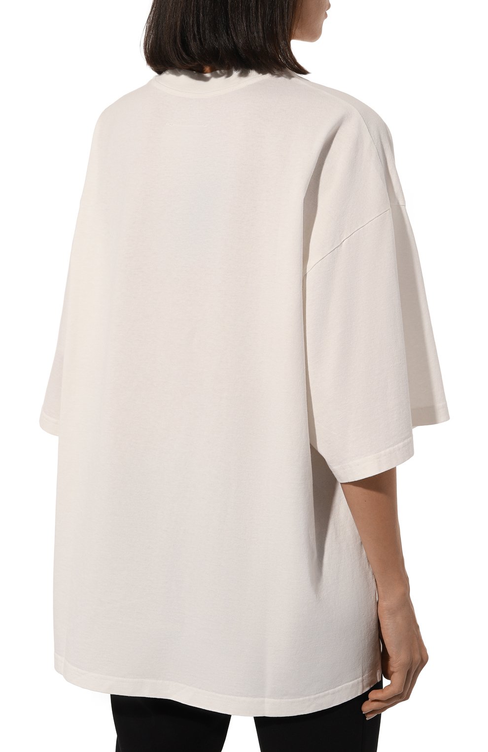 Хлопковая футболка MM6 кремового цвета по цене 34750 руб., арт. S52GC0288/S23962, фото 4 Хлопковая футболка MM6, арт. S52GC0288/S23962, фото 4