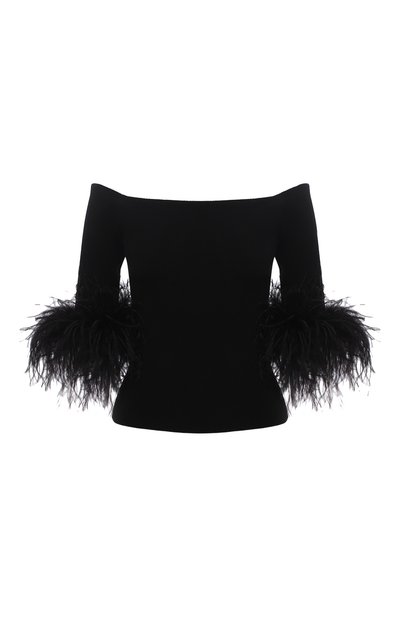 Женский шерстяной топ с отделкой перьями SAINT LAURENT, арт. 654479/Y75BK