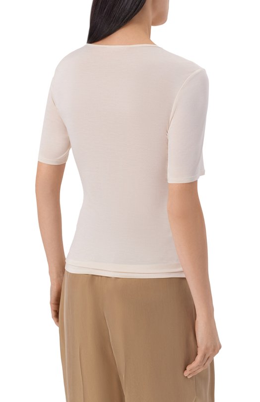 Шелковая футболка 12 STOREEZ 136674 Кремовый  136674 Фото 4