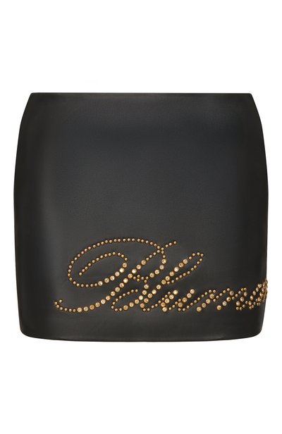 Женская кожаная юбка с отделкой стразами BLUMARINE, арт. NF6084/P0444