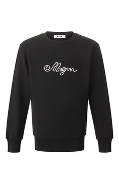 Мужской хлопковый свитшот MSGM черного цвета, арт. 3840MM98/257095 | Фото 1 (Рукава: Длинные; Длина (для топов): Стандартные; Материал сплава: Проставлено; Драгоценные камни: Проставлено; Принт: Без принта; Стили: Спорт-шик; Мужское Кросс-КТ: свитшот-одежда; Материал внешний: Хлопок)
