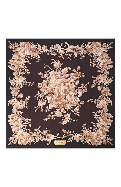 Шелковый платок DOLCE & GABBANA темно-коричневого цвета по цене 69950 руб., арт. FN090R/GDC9D, фото 4 Шелковый платок DOLCE & GABBANA, арт. FN090R/GDC9D, фото 4