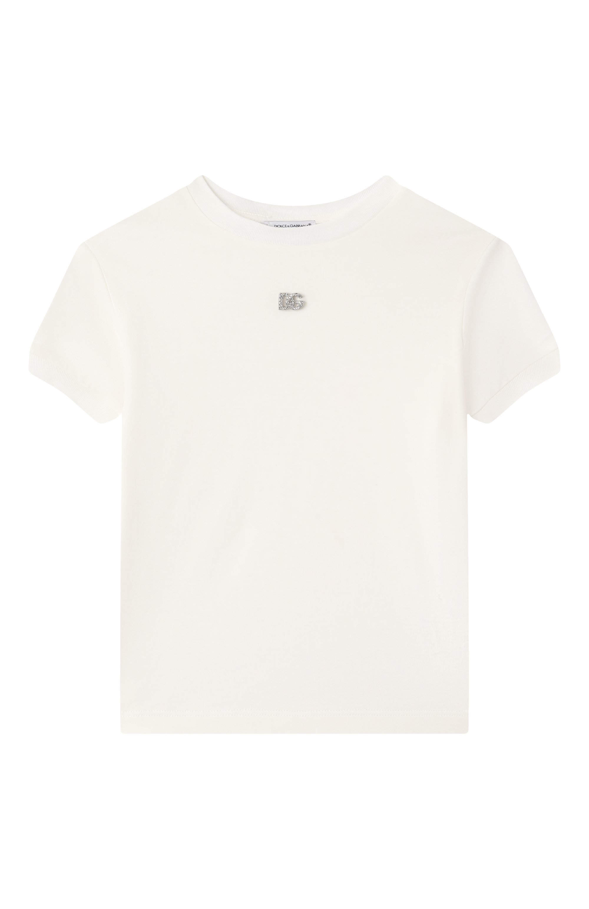 Хлопковая футболка DOLCE & GABBANA белого цвета по цене 23600 руб., арт. L5JTNJ/G703N/8-14, фото 1 Хлопковая футболка DOLCE & GABBANA, арт. L5JTNJ/G703N/8-14, фото 1