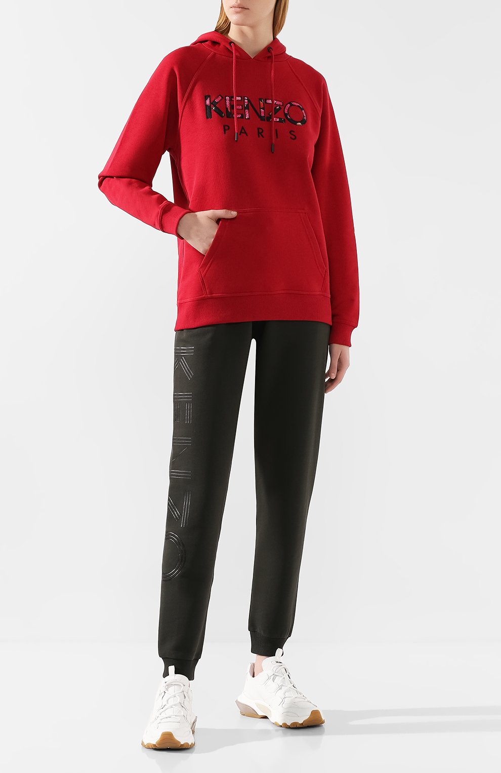 Хлопковое худи KENZO красного цвета по цене 22350 руб., арт. F962SW760962, фото 2 Хлопковое худи KENZO, арт. F962SW760962, фото 2