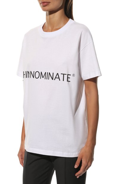 Хлопковая футболка HINNOMINATE белого цвета по цене 6355 руб., арт. HDS2/HNW104STMM, фото 3 Хлопковая футболка HINNOMINATE, арт. HDS2/HNW104STMM, фото 3