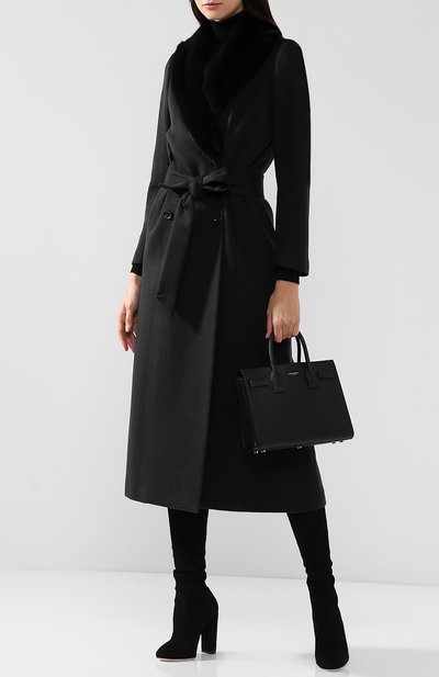 Кашемировое пальто с поясом и меховым воротником KITON, арт. D46619K01P69, фото 2