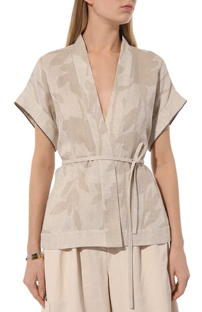 Льняной жакет-кимоно BRUNELLO CUCINELLI, арт. MB650B1344, фото 3