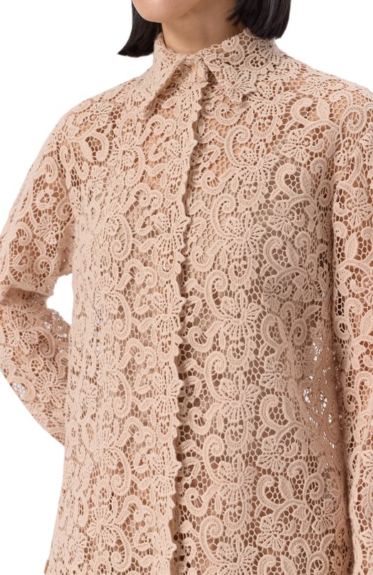 Хлопковая блузка Ermanno Scervino D464K616HGJ Бежевый  D464K616HGJ Фото 5