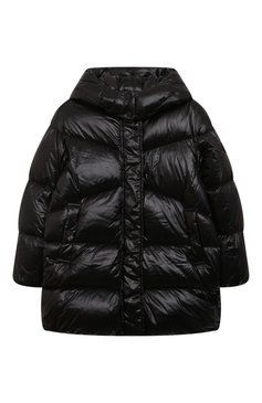 Детская пуховая куртка WOOLRICH черного цвета, арт. CFWKOU0420FRUT3085 | Фото 1 (Рукава: Длинные; Материал внешний: Синтетический материал; Материал сплава: Проставлено; Материал подклада: Синтетический материал; Драгоценные камни: Проставлено; Материал утеплителя: Пух и перо)