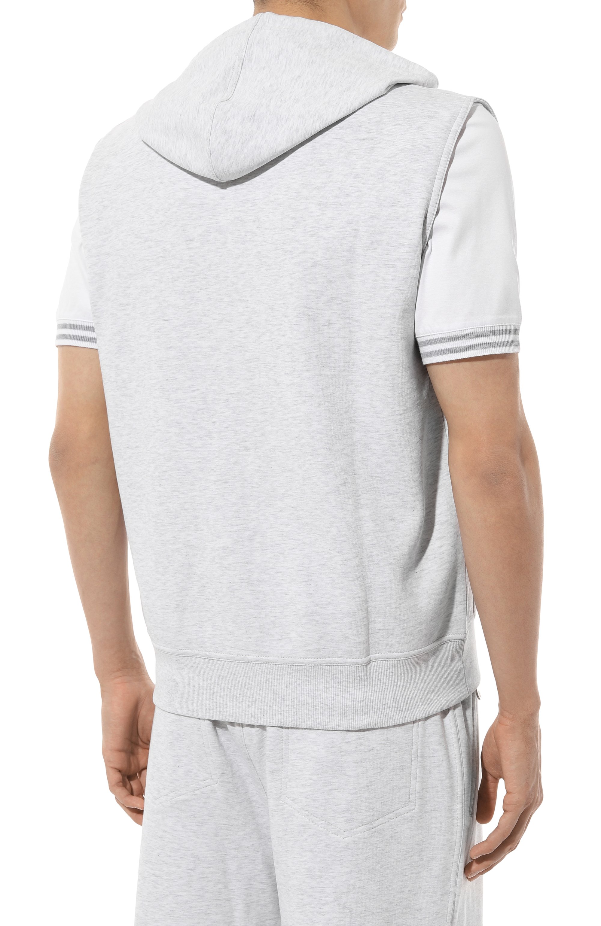 Хлопковый жилет BRUNELLO CUCINELLI светло-серого цвета по цене 84750 руб., арт. M0T35B2281, фото 4 Хлопковый жилет BRUNELLO CUCINELLI, арт. M0T35B2281, фото 4