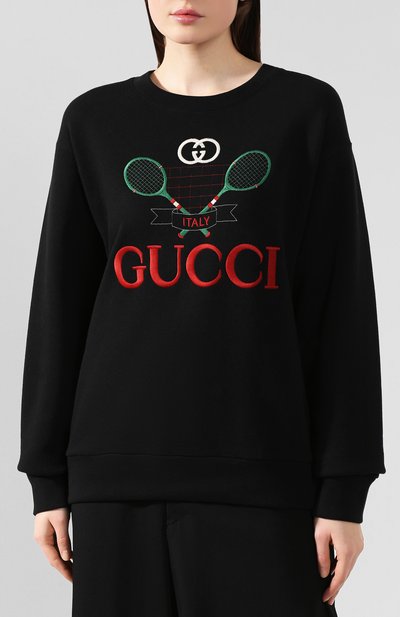 Хлопковый свитшот GUCCI черного цвета по цене 128160 руб., арт. 469250/XJBIY, фото 3 Хлопковый свитшот GUCCI, арт. 469250/XJBIY, фото 3