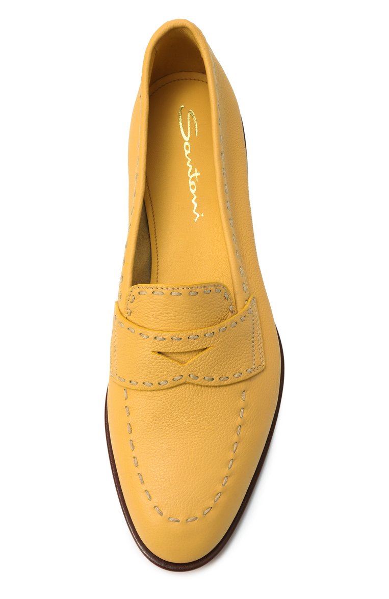Женские кожаные пенни-лоферы SANTONI желтого цвета, арт. WUSG71437HAFSWKA | Фото 6 (Материал внешний: Натуральная кожа; Подошва: Плоская; Каблук высота: Низкий; Материал внутренний: Натуральная кожа)