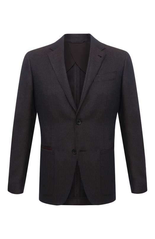 Пиджак из шелка и шерсти Zegna UWC14/TQR Синий UWC14/TQR