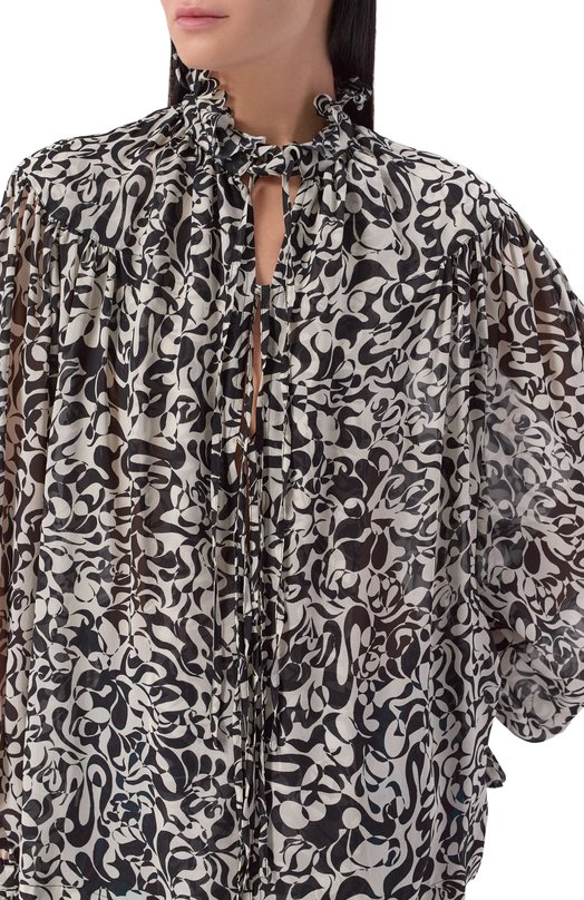 Блузка из вискозы Dries Van Noten 130716/3006 Чёрно-белый  130716/3006 Фото 5
