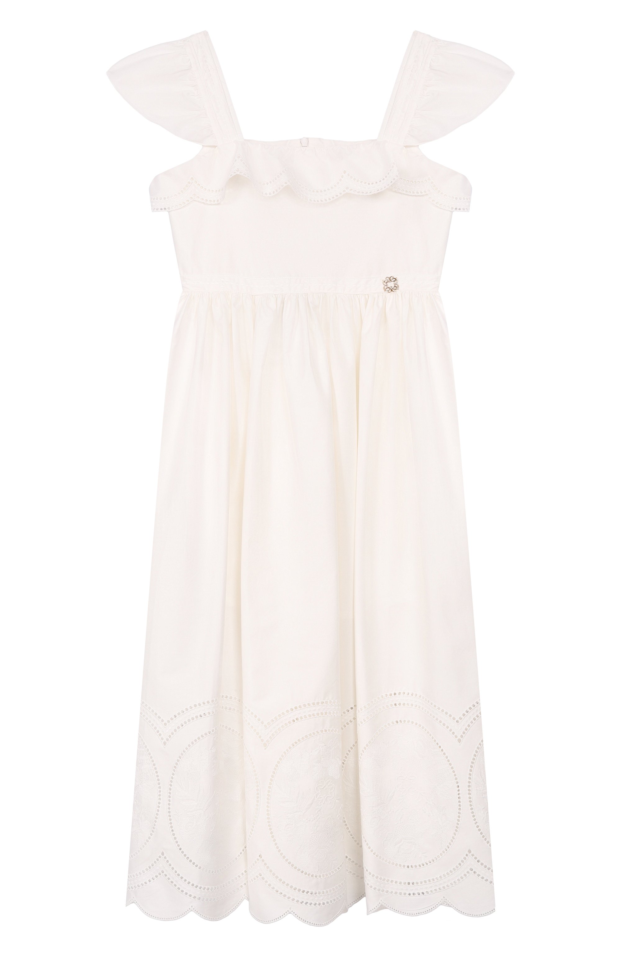 Хлопковый сарафан ELIE SAAB JUNIOR кремового цвета по цене 110500 руб., арт. EFAB100 MX MC/TS0724 RIC05, фото 1 Хлопковый сарафан ELIE SAAB JUNIOR, арт. EFAB100 MX MC/TS0724 RIC05, фото 1