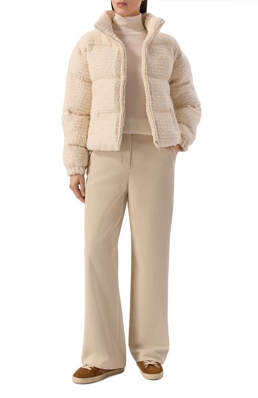 Твидовый пуховик MC2 Saint Barth MDY0002-00231I/MADDY TWEED Кремовый  MDY0002-00231I/MADDY TWEED Фото 2