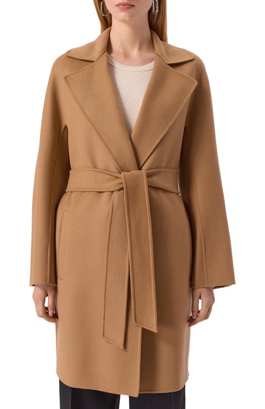 Шерстяное пальто Max Mara Studio AJACCI0 Бежевый  AJACCI0 Фото 3