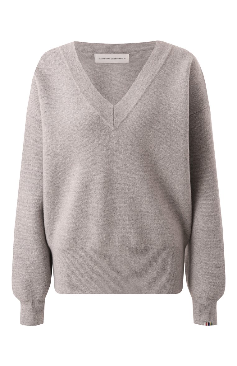 Женский кашемировый пуловер EXTREME CASHMERE серого цвета, арт. 316-003-13-TU-01 | Фото 1 (Длина (для топов): Стандартные; Материал внешний: Шерсть, Кашемир; Рукава: Длинные; Женское Кросс-КТ: Пуловер-одежда; Стили: Кэжуэл)