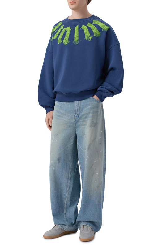 Хлопковый свитшот Palm Angels PMBA08JS26FLE001 Синий  PMBA08JS26FLE001 Фото 2