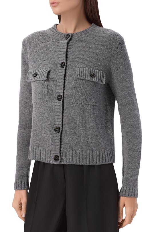 Шерстяной кардиган Weekend Max Mara 0LBIA Серый  0LBIA Фото 3