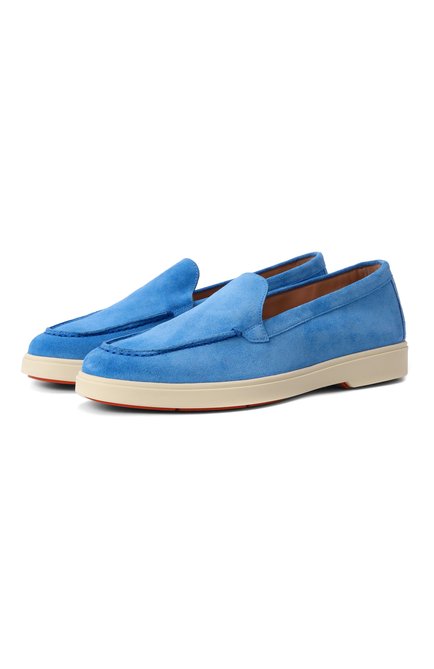 Женские замшевые лоферы SANTONI голубого цвета, арт. WUYG58856TISNPYL | Фото 1 (Подошва: Платформа; Материал внутренний: Натуральная кожа; Материал внешний: Натуральная кожа; Каблук высота: Низкий; Материал сплава: Проставлено; Драгоценные камни: Проставлено)