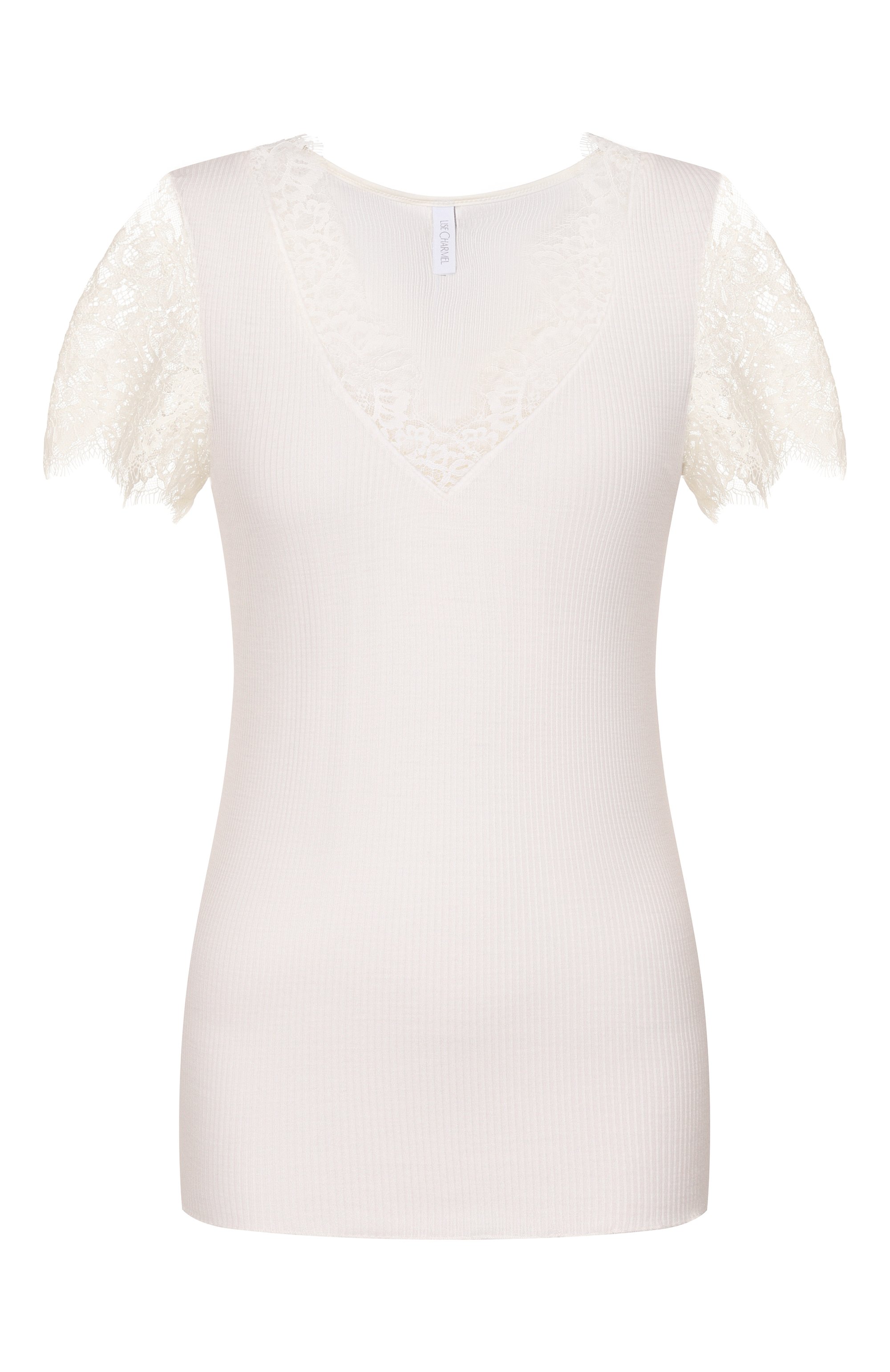 Топ из шерсти и шелка LISE CHARMEL кремового цвета по цене 19910 руб., арт. ANJ9110, фото 1 Топ из шерсти и шелка LISE CHARMEL, арт. ANJ9110, фото 1