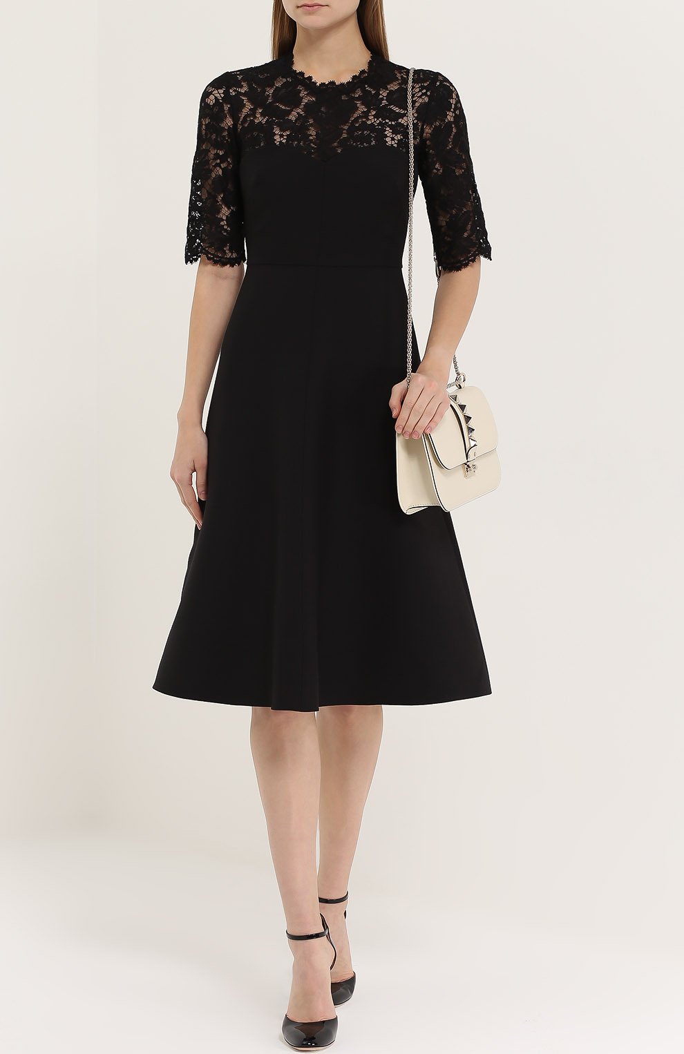 Приталенное платье с кружевным лифом и коротким рукавом VALENTINO, арт. MB3VABG6/360, фото 2
