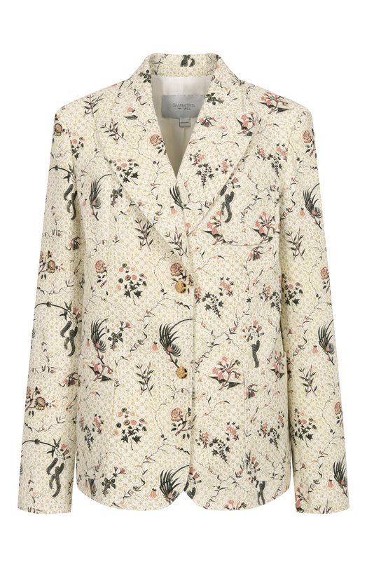 Хлопковый жакет Giambattista Valli 25FWPVCA6171/63M0S Кремовый 25FWPVCA6171/63M0S
