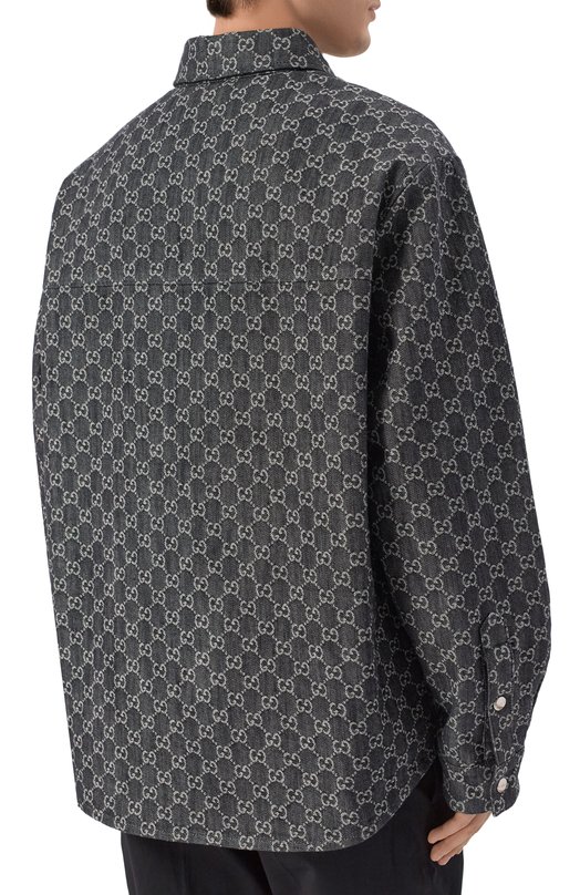 Двусторонняя хлопковая рубашка Gucci 766142/XDC88 Чёрный  766142/XDC88 Фото 4