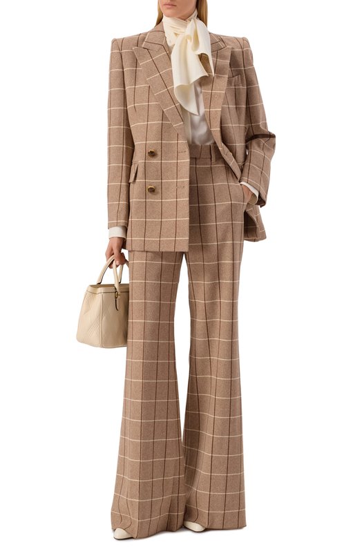 Шерстяные брюки Valentino 7B0RB6S0/9R3 Бежевый  7B0RB6S0/9R3 Фото 2