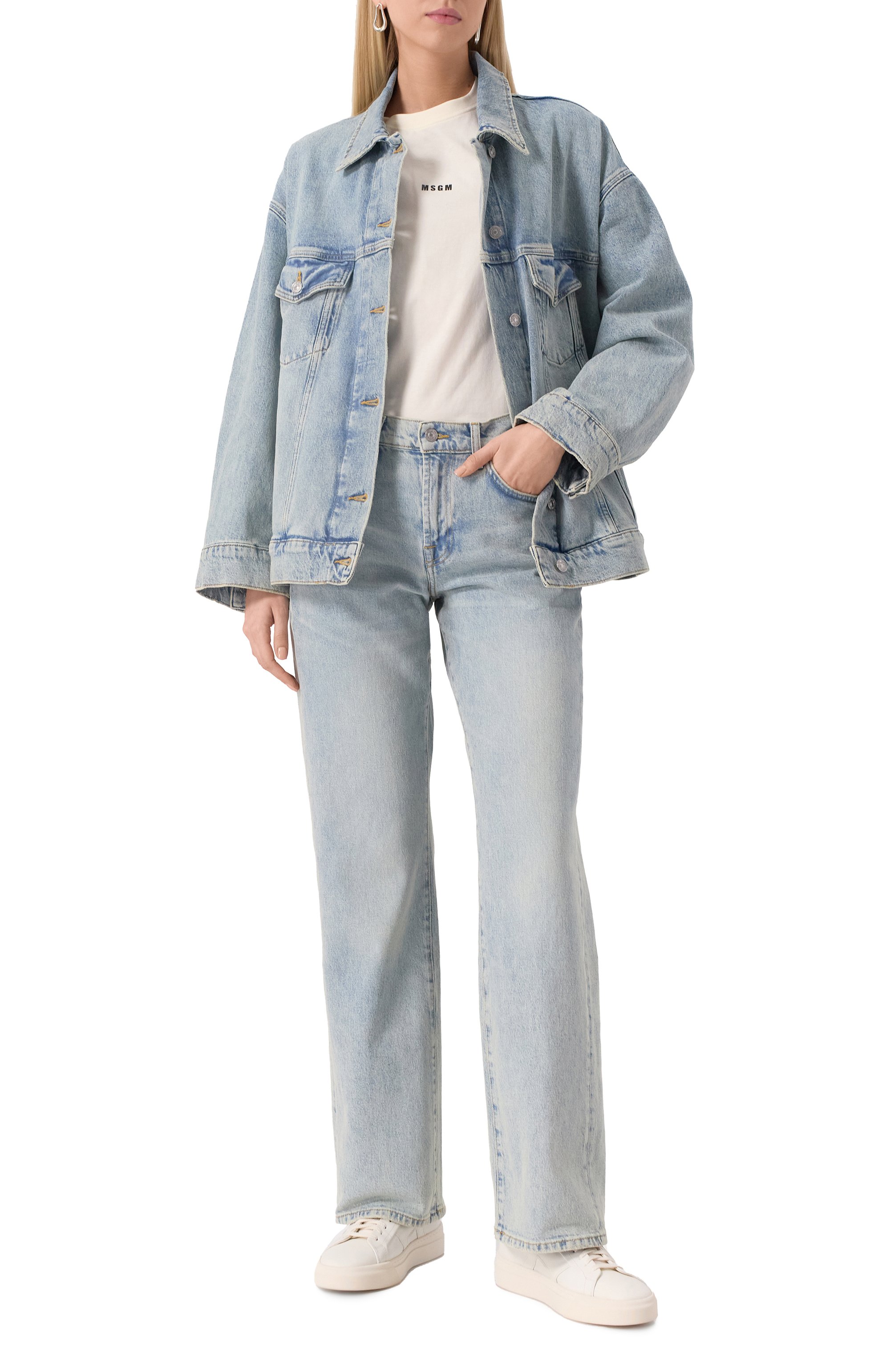 Джинсовая куртка 7 FOR ALL MANKIND голубого цвета по цене 26350 руб., арт. JSCKC650SH, фото 2 Джинсовая куртка 7 FOR ALL MANKIND, арт. JSCKC650SH, фото 2