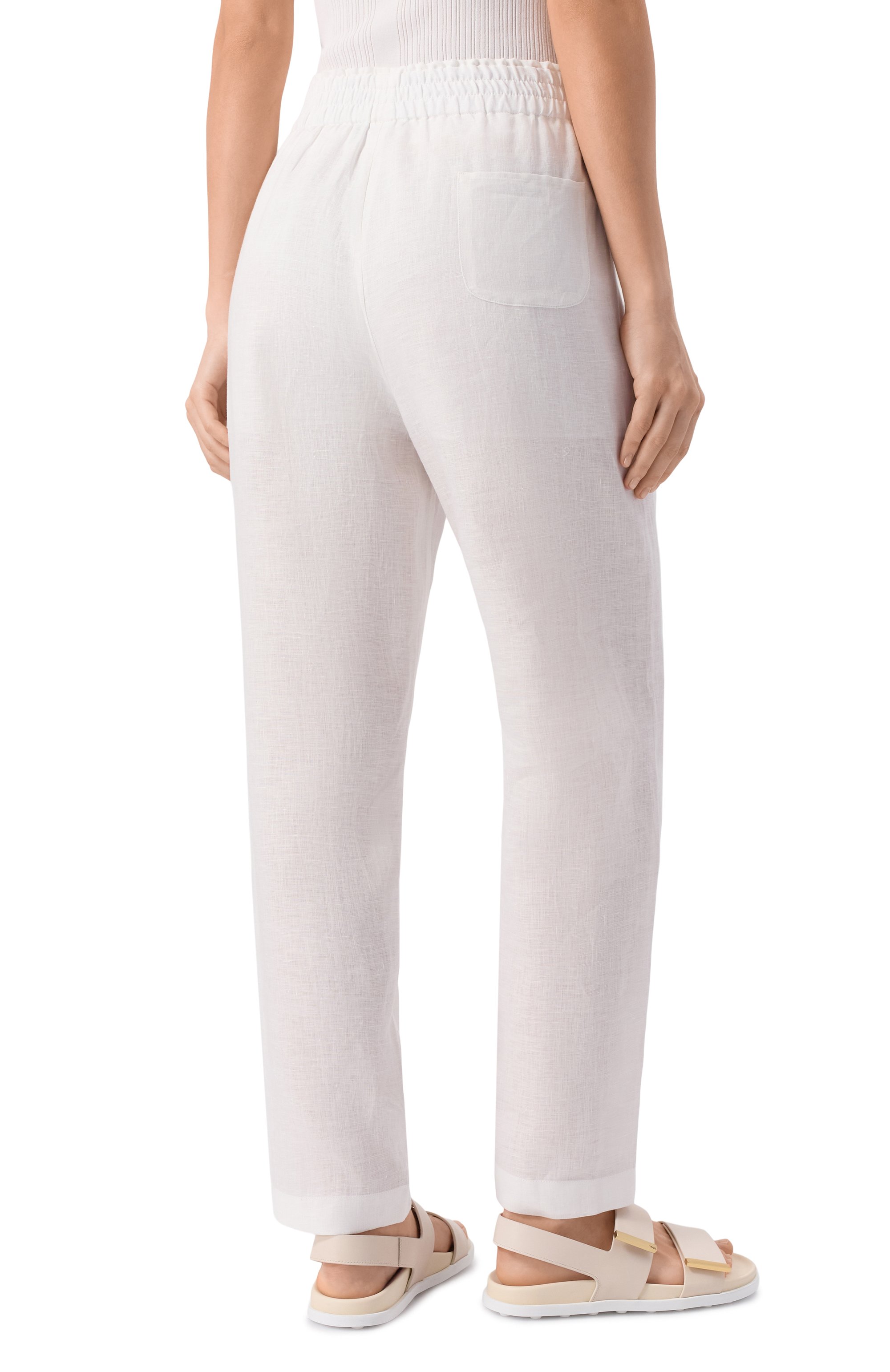 Льняные брюки EMPORIO ARMANI белого цвета по цене 52750 руб., арт. EW001575/TE14012, фото 4 Льняные брюки EMPORIO ARMANI, арт. EW001575/TE14012, фото 4