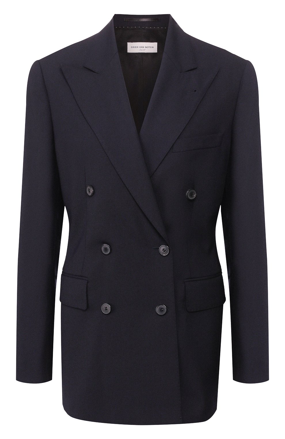 Двубортный жакет DRIES VAN NOTEN темно-синего цвета по цене 77750 руб., арт. 201-10420-9034, фото 1 Двубортный жакет DRIES VAN NOTEN, арт. 201-10420-9034, фото 1