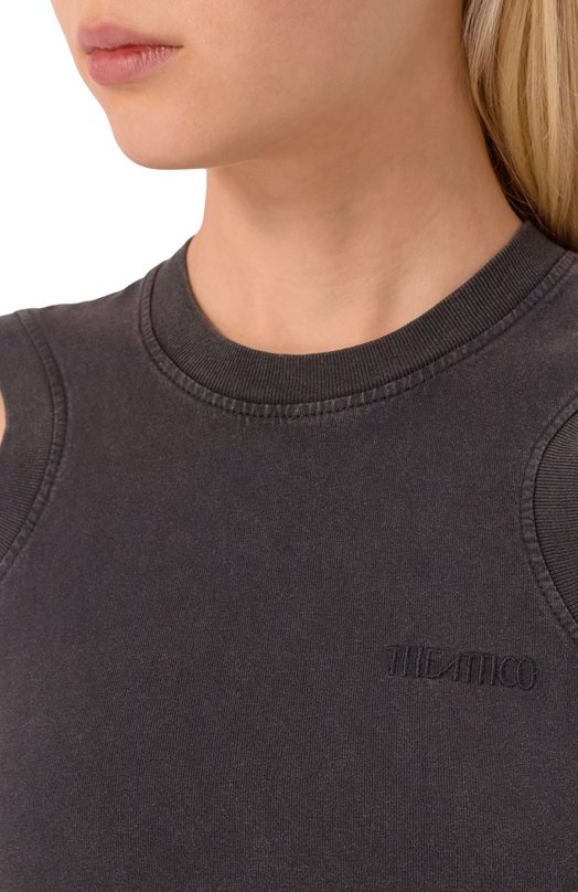 Хлопковая майка The Attico 260WCN00003/JJJ025AA Серый  260WCN00003/JJJ025AA Фото 5