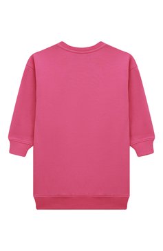 Детское хлопковое платье MOSCHINO фуксия цвета, арт. H2V064/LDA17/10A-14A | Фото 2 (Рукава: Длинные; Материал внешний: Хлопок; Случай: Повседневный; Девочки Кросс-КТ: Платье-одежда; Материал сплава: Проставлено; Драгоценные камни: Проставлено; Ростовка одежда: 10 - 11 лет | 140 - 146см, 12 лет | 152 см, 13 - 15 лет | 158 см)