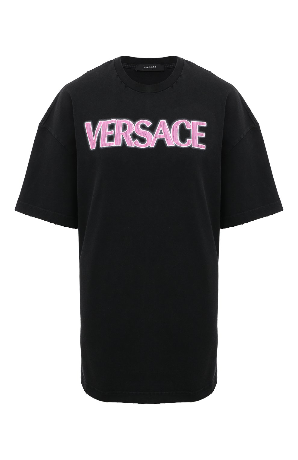 Хлопковая футболка VERSACE черного цвета по цене 92350 руб., арт. 1008174/1A06534, фото 1 Хлопковая футболка VERSACE, арт. 1008174/1A06534, фото 1